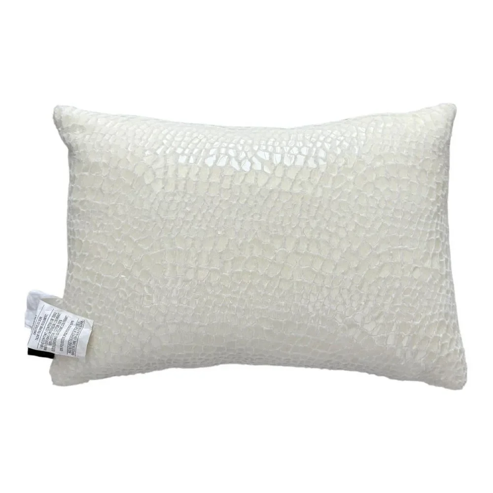 Newport Ivory Iridescent Faux Snakeskin Lumbar Rectange Throw Pillow